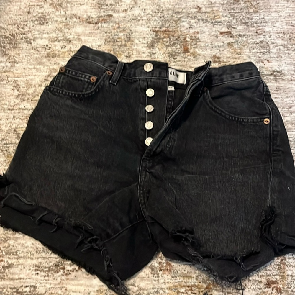 Agolde black denim Dee shorts